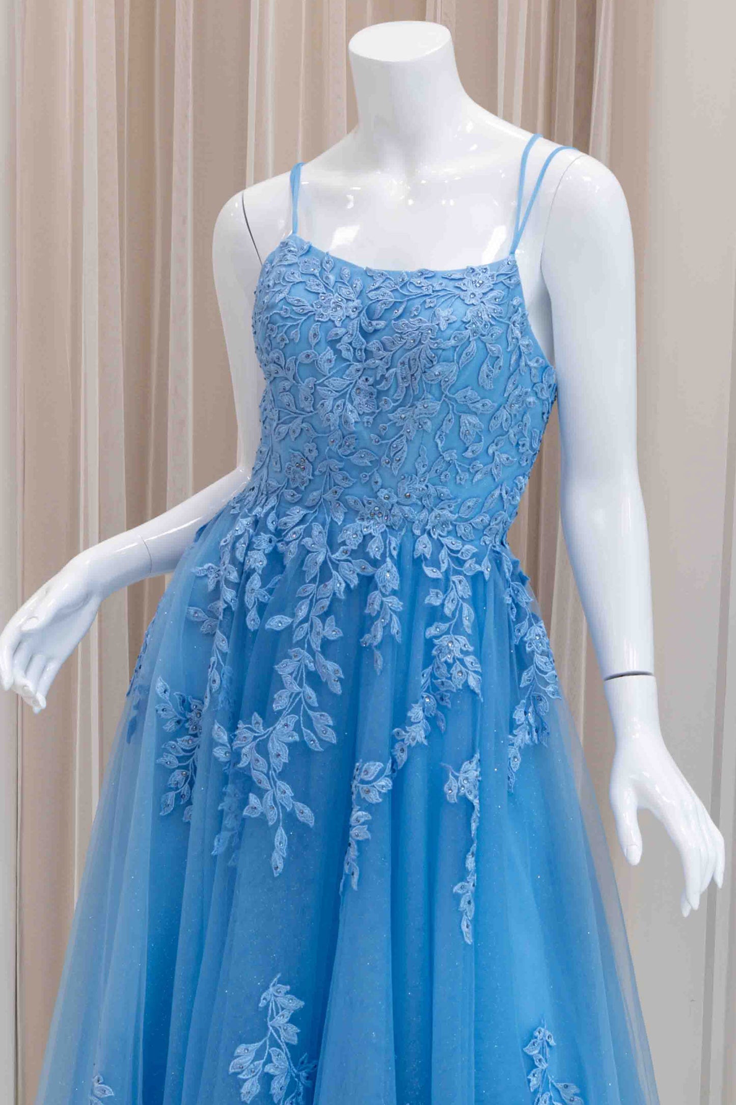 Isolda 3D Applique Ball Gown in Powder Blue