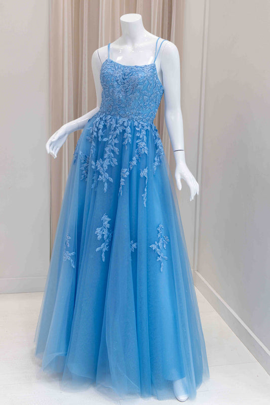 Isolda 3D Applique Ball Gown in Powder Blue