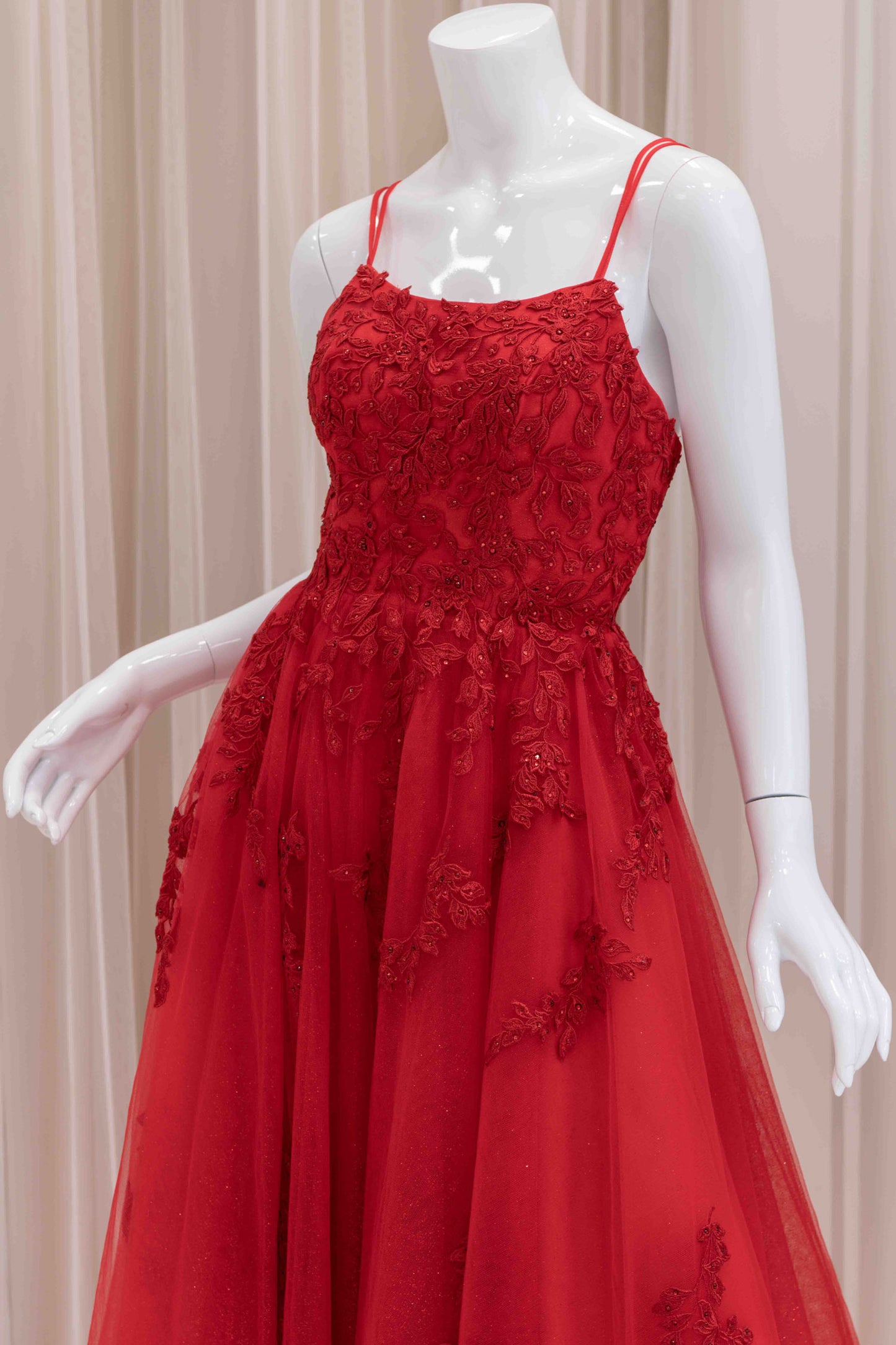 Isolda 3D Applique Ball Gown in Red