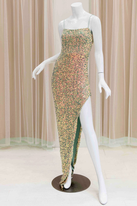 Milani Sequin Evening Dress in Sage Green