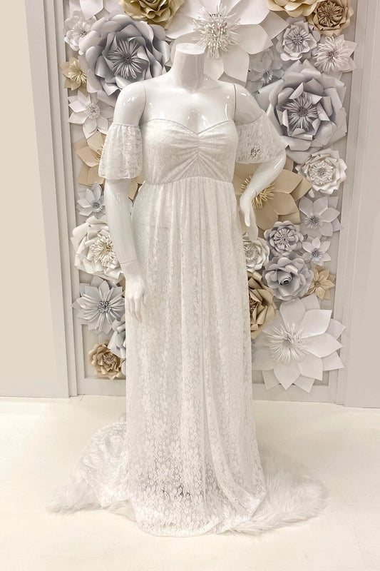 White-Lace-Off-Shoulder-Maternity-Dress-for-Photo-Shoot