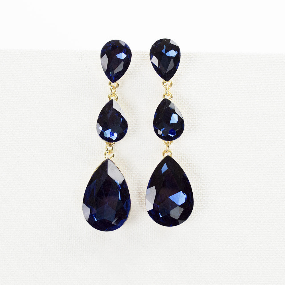Triple Glass Teardrop Earrings
