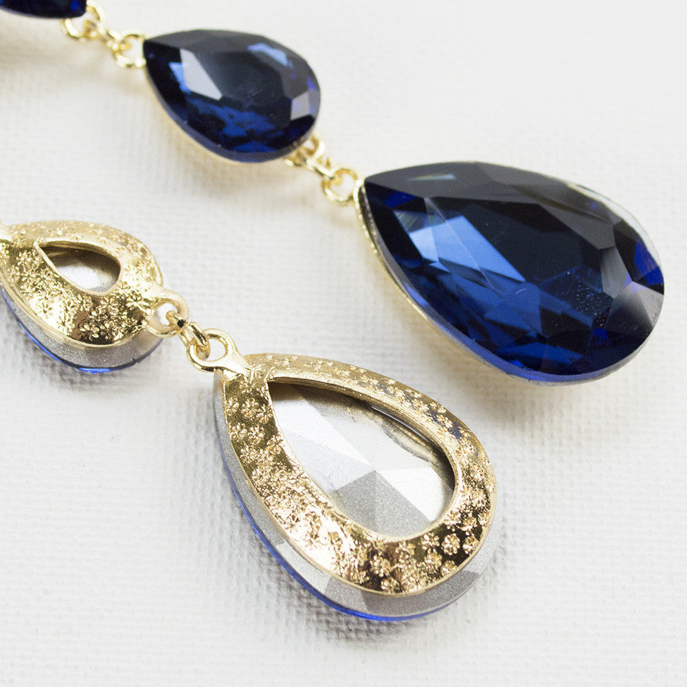 Triple Glass Teardrop Earrings