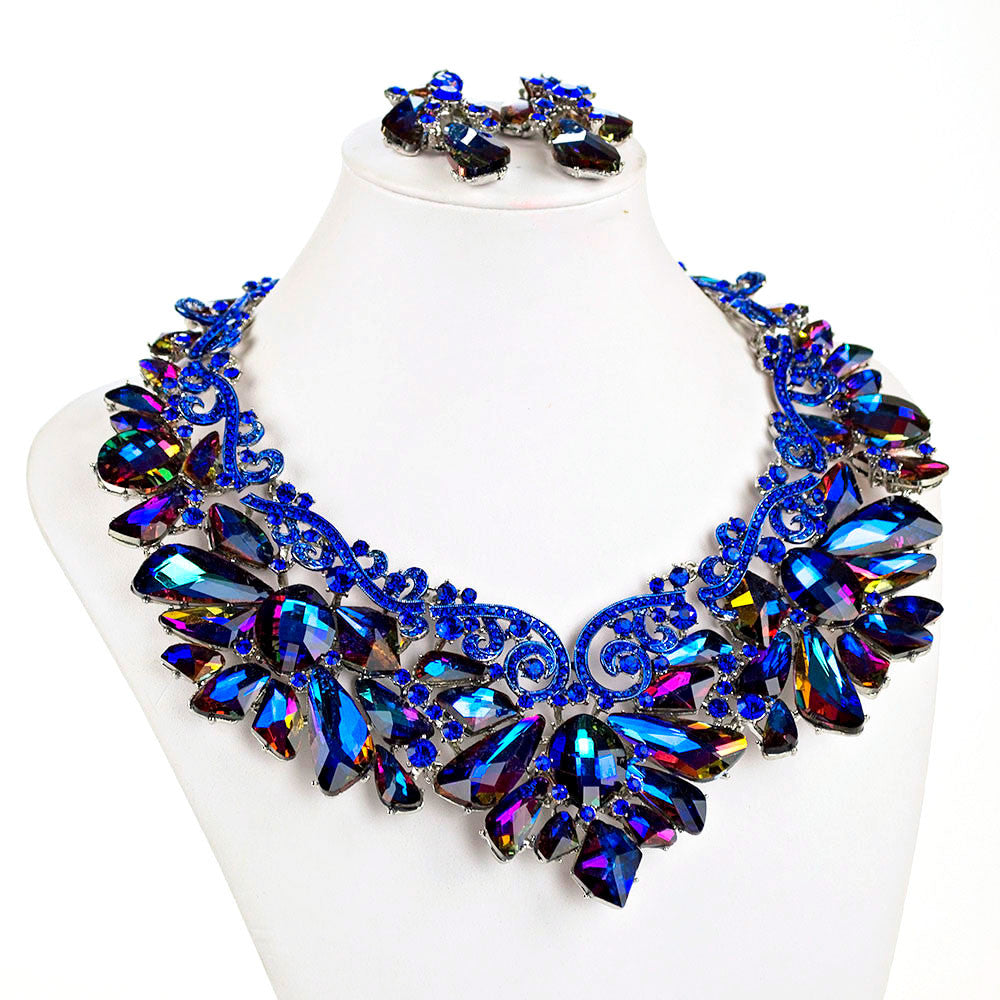 Ice Flower Crystal Necklace Set
