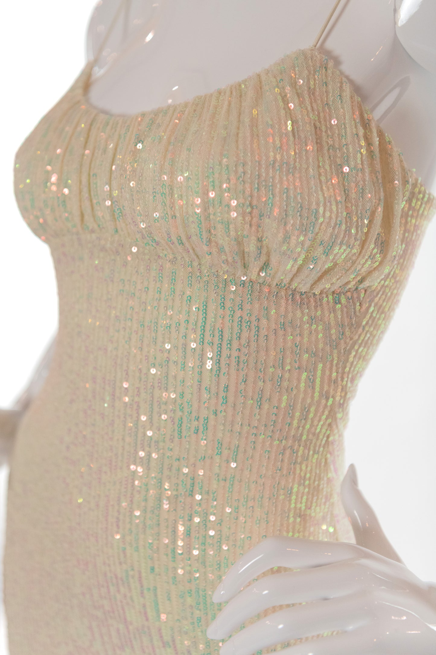 Teriann Sequin Mini Dress in Iridescent White