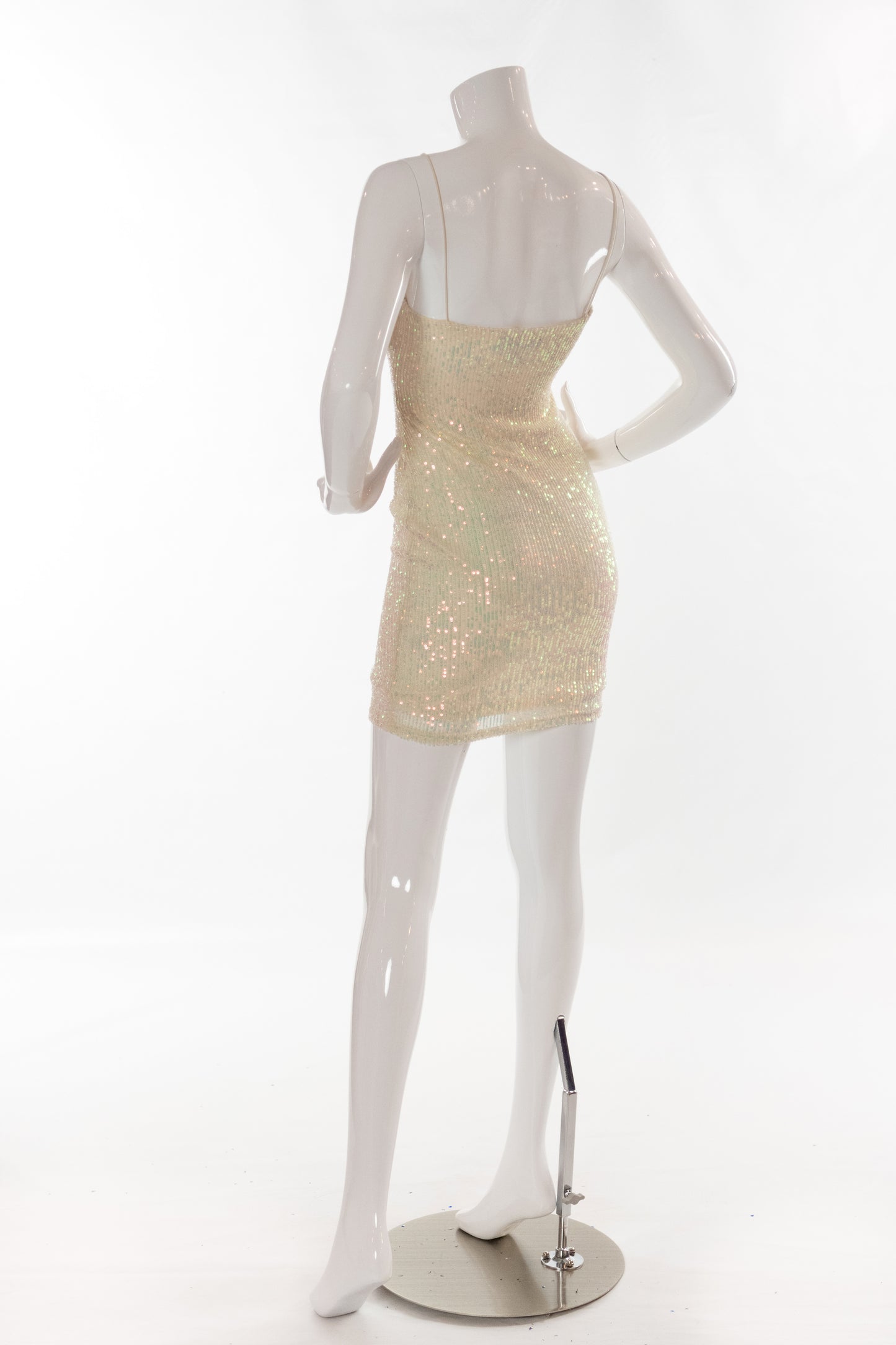 Teriann Sequin Mini Dress in Iridescent White